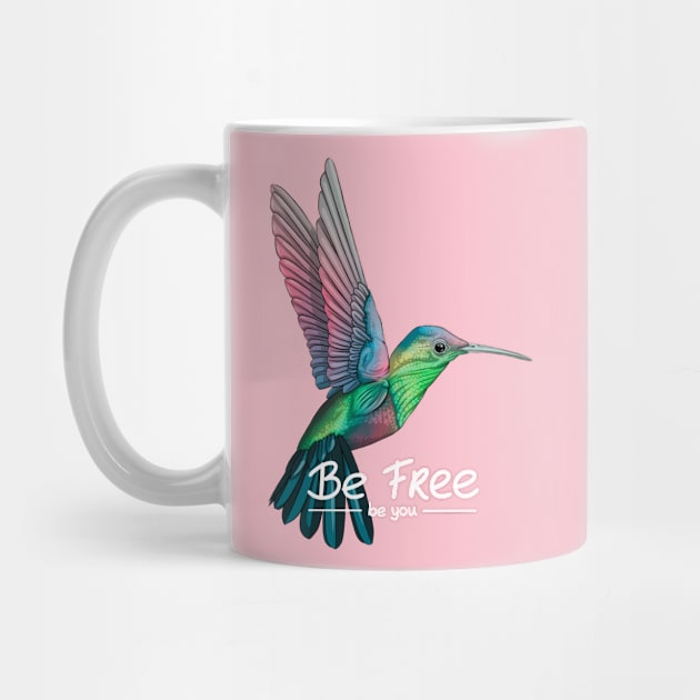 Be Free hummingbird design by Mei.illustration